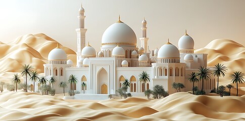 3d illustration of an exquisite mosque building.