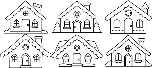 Gingerbread house Coloring Page Printable Line Art Drawing