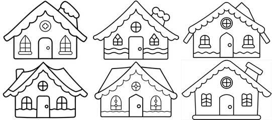 Fototapeta premium Gingerbread house Coloring Page Printable Line Art Drawing