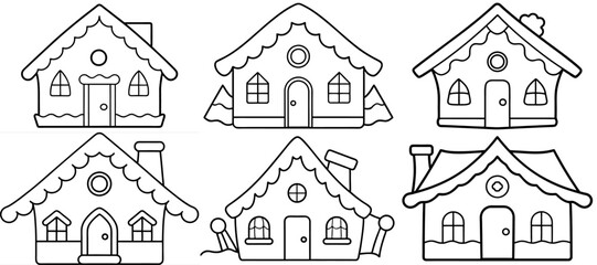 Fototapeta premium Gingerbread house Coloring Page Printable Line Art Drawing