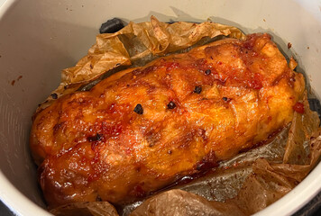 Seitan roast in multicooker, roasted