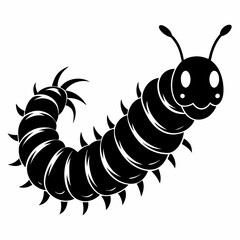 Caterpillar vector silhouette black design white background