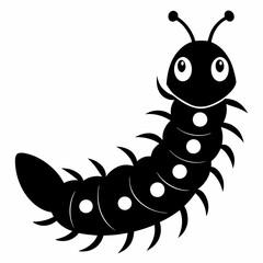 Caterpillar vector silhouette black design white background