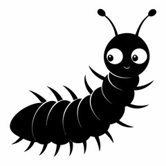 Caterpillar vector silhouette black design white background