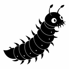 Caterpillar vector silhouette black design white background