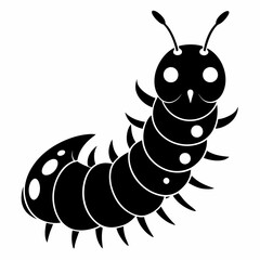 Caterpillar vector silhouette black design white background
