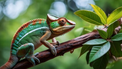 chameleon on a branch tree