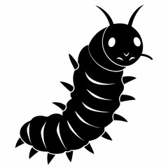 Caterpillar vector silhouette black design white background