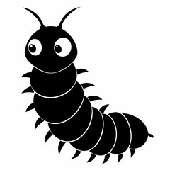Caterpillar vector silhouette black design white background