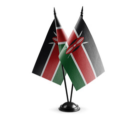 Small national flags of the Kenya on a white background