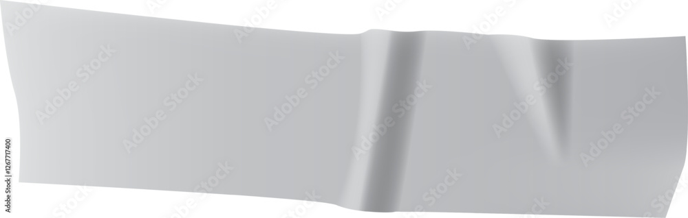 Poster realistic crumpled piece of white adhesive tape with a wrinkled and folded texture, creating an unev