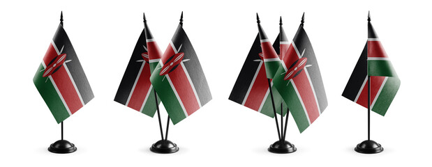 Small national flags of the Kenya on a white background