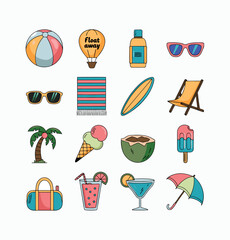 Summer vector icons symbol pack illustration creative concept