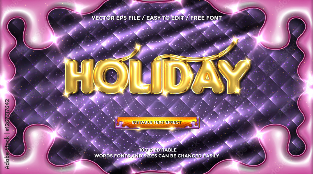 Poster holiday 3d rendering text effect style