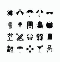 Summer vector icons symbol pack illustration creative concept