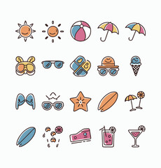 Summer vector icons symbol pack illustration creative concept