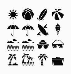 Summer vector icons symbol pack illustration creative concept