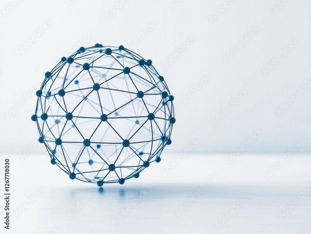 Aufkleber a geometric sphere composed of interconnected lines and nodes, symbolizing networks or technology, s