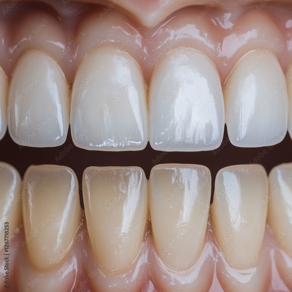 Aufkleber close up view of teeth illustrating dramatic before and after whitening results that enhance smile a