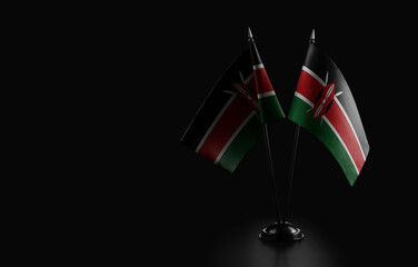 Small national flag of the Kenya on a black background