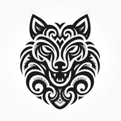 Fototapeta premium AI Generate of Wolf Shape in Samoan Art style isolated in white