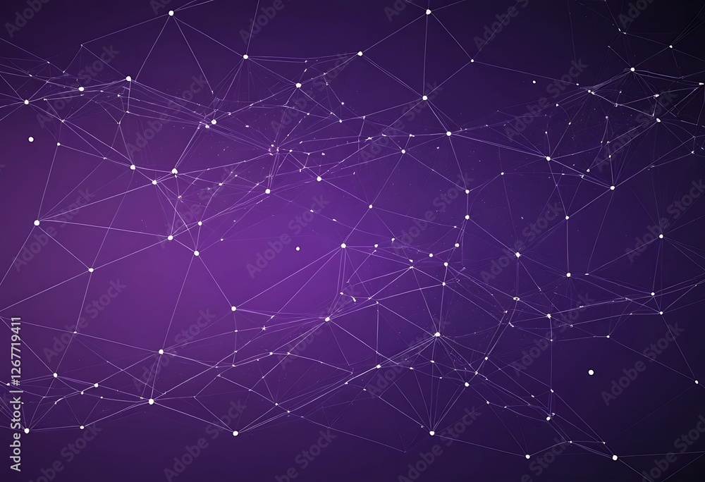 Aufkleber interconnected network abstract on violet backdrop, futuristic connection