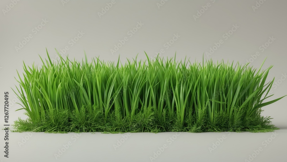 Poster lush green grass with varying heights and textures against a neutral background providing ample copy