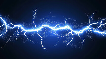 Fototapeta premium Electrical Discharge Powerful Light Energy Streak Dynamic Pattern Visuals on Dark Blue Backdrop