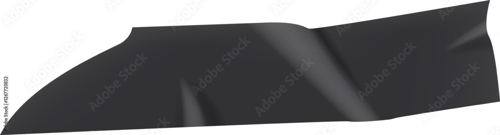 Poster black adhesive tape creating an abstract shape with curves and folds, providing a textured and minim