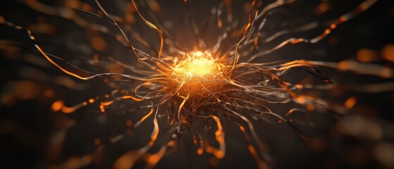 Glowing neuron network abstract illustration
