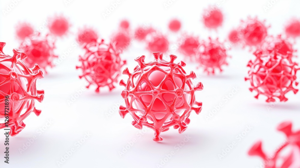Aufkleber red viruses floating in microscopic view