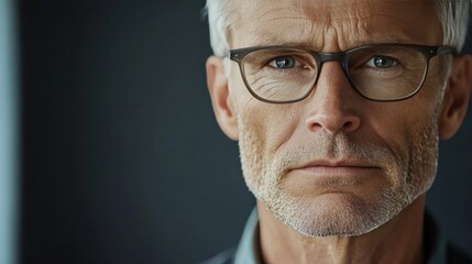 Serious portrait of a seasoned architect in his fifties, exuding toughness and intelligence