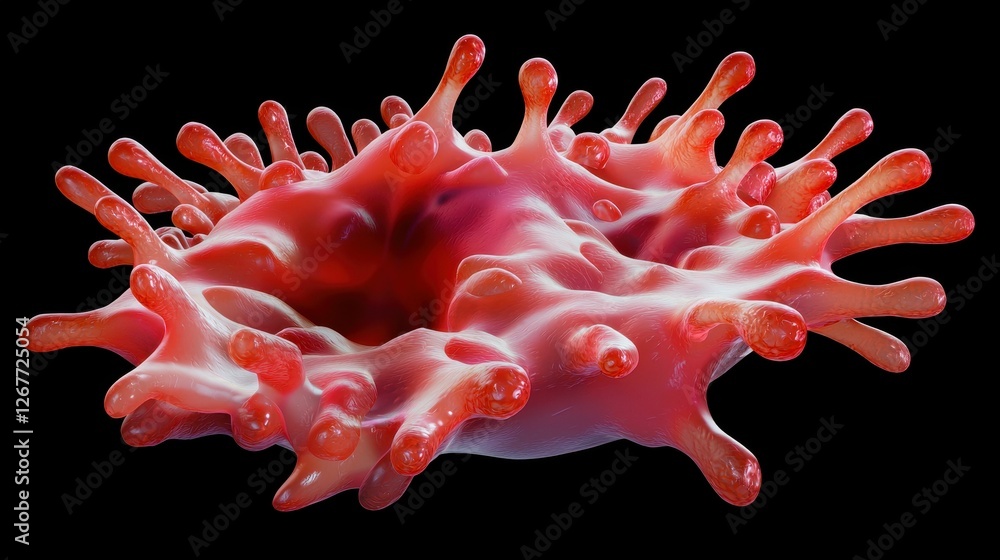 Aufkleber abstract red blob shape on a black background macro illustration