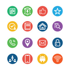 Colorful Communication & Tech Icons Set Victor File
