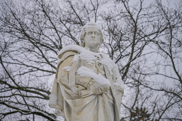 Goethe-Denkmal, Winter, Schnee, Park, Großer Tiergarten, Tiergarten, Mitte, Berlin, Deutschland