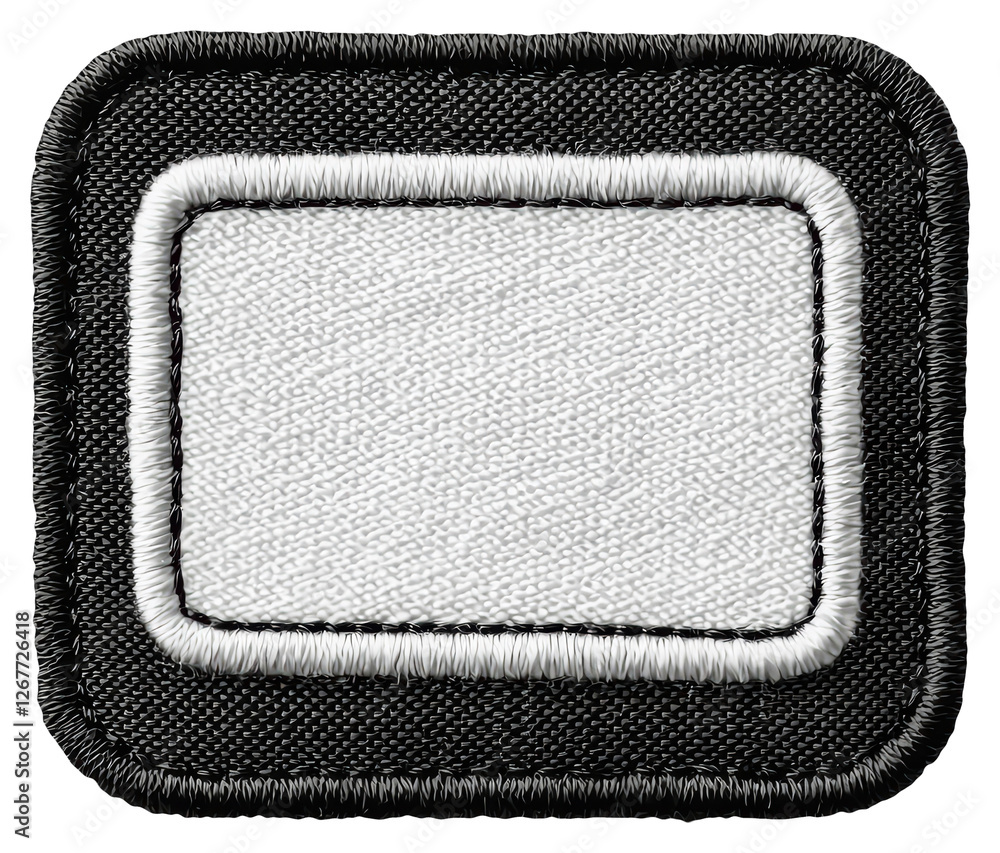 Poster rectangular patch with white center and black border isolated over transparent backdrop