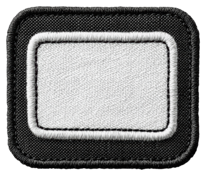 Rectangular Patch With White Center And Black Border Isolated Over Transparent Backdrop