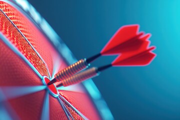 Dartboard with two Darts in the Bullseye