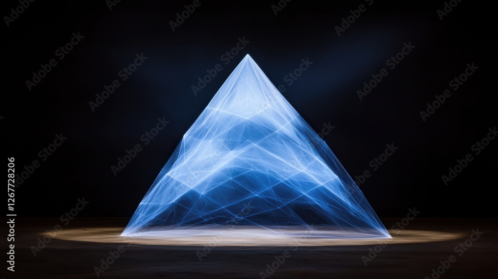 Aufkleber a glowing pyramid shape radiates light against a dark background, creating an ethereal and futuristi