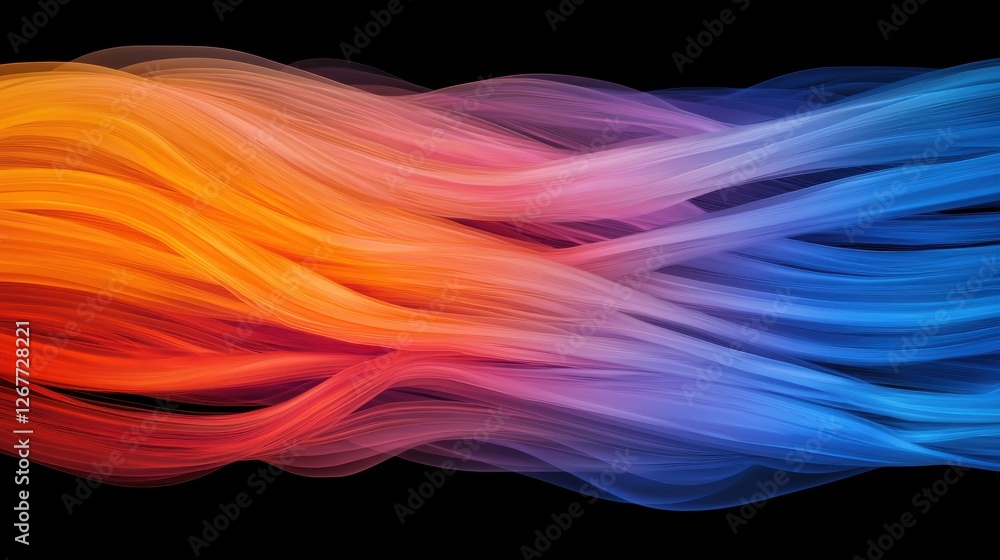 Poster a vibrant wave of colors transitions from orange to blue, creating a dynamic and fluid visual effect