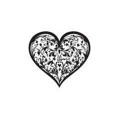 Valentine's Day Heart Vector – Black and White Edition