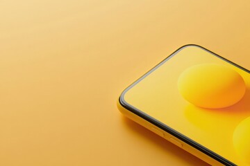 yellow phone with yellow sphere on screen
