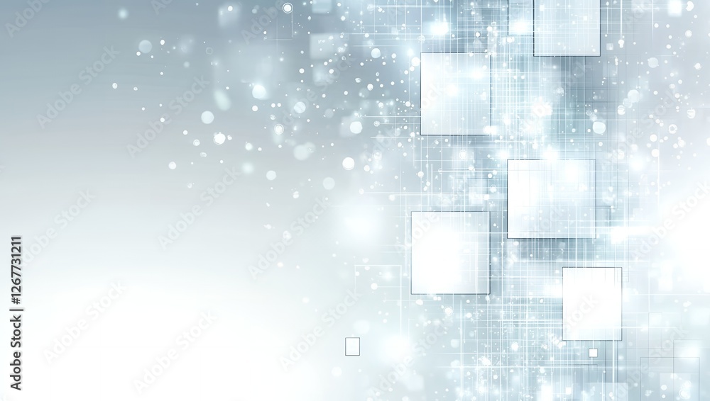 Poster abstract technology background futuristic digital network with glowing squares and light effects