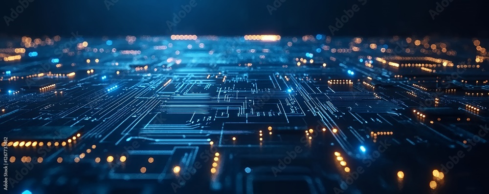 Aufkleber abstract digital circuit board technology background futuristic network data