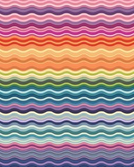 A vibrant, wavy pattern featuring multiple colors in horizontal stripes, creating a harmonious and playful visual effect.