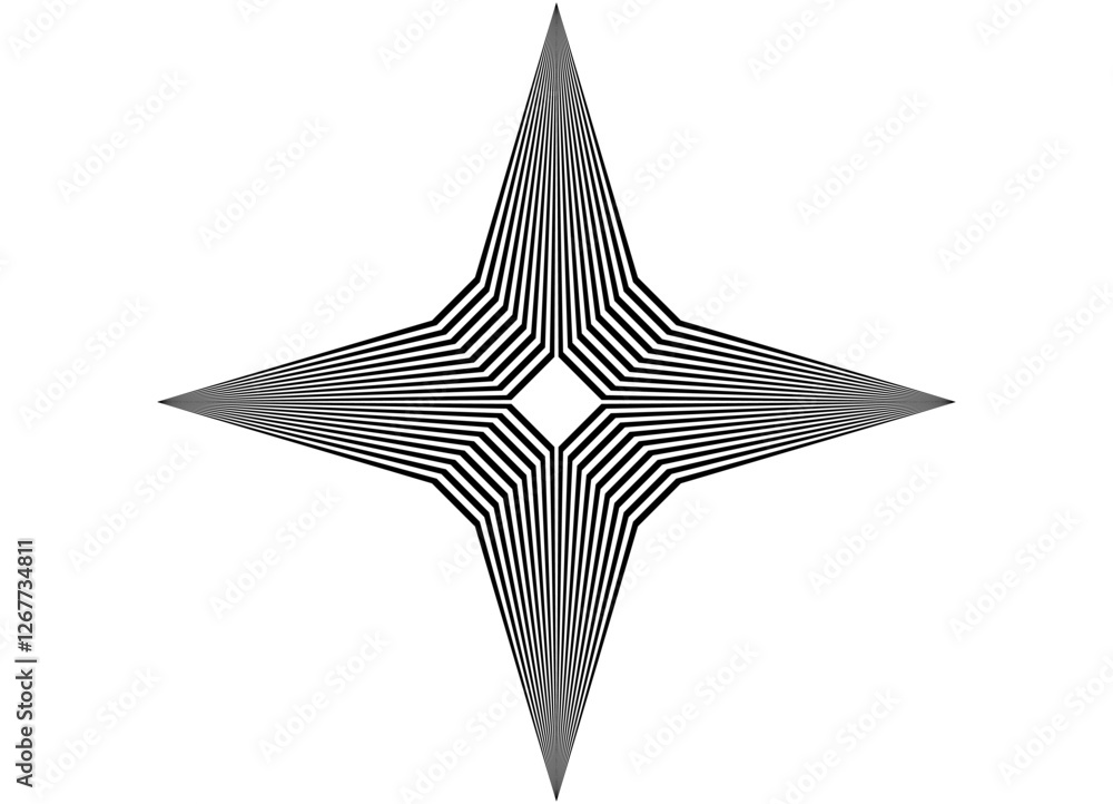 Poster vector star made of black parallel lines on a white background. striped pattern. design element. vec
