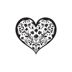 Valentine's Day Heart Vector &ndash; Black and White Edition