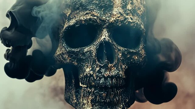 Eerie Human Skull Anatomy with Sinister Details for Halloween Horror Themes