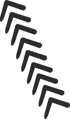 Seamless diagonal pattern of simple black arrows pointing down left on a minimalist white background, suggesting a descending trend or direction