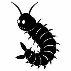 Caterpillar vector silhouette black design white background